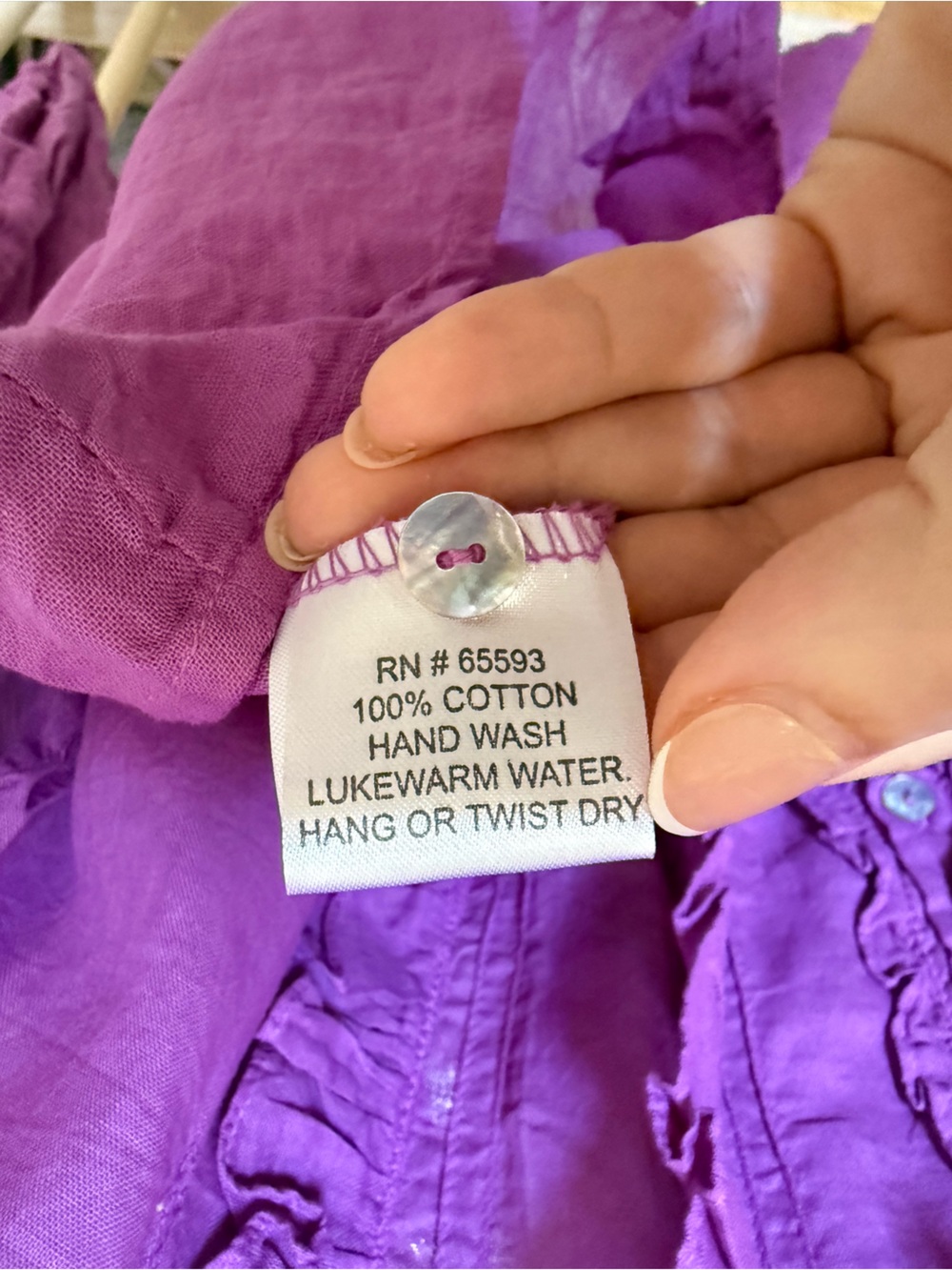 JP And Mattie Blanchard Ruffle Button Down Blouse in Purple L NWT - Picture 8 of 11